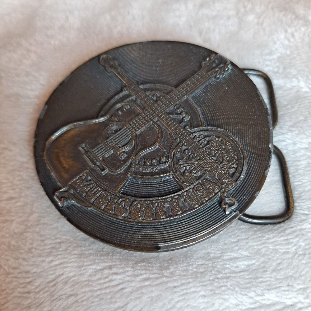 Vintage Music City Belt Buckle Jim Watson 1974 Made in USA 2 3/4" Diameter